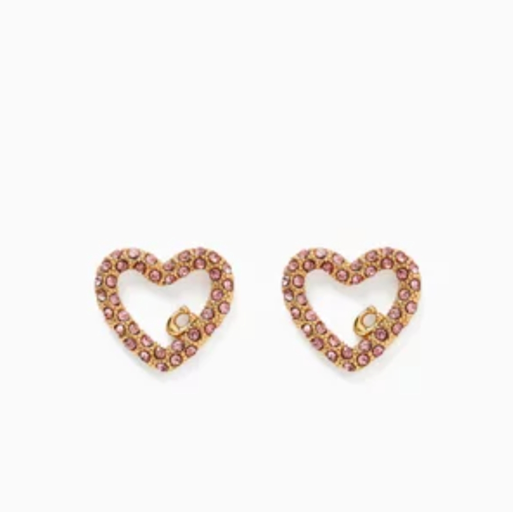 Coach Heart-Shaped Gold plated  and Pink Earrings